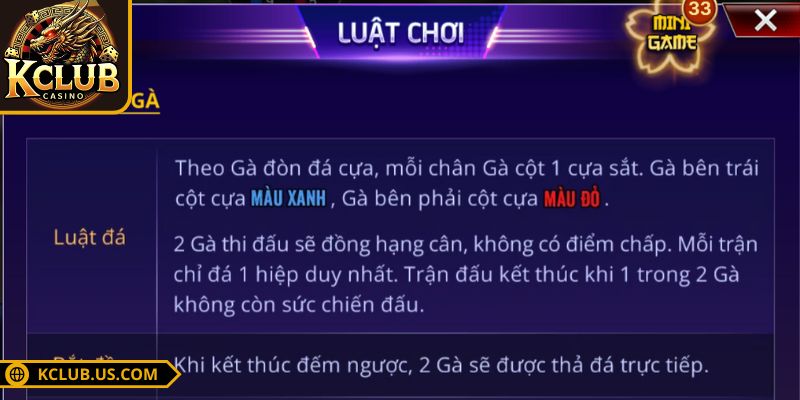 Đá Gà Thomo KCLUB Trực Tiếp Mỗi Ngày Tỷ Lệ Thắng Cao 3 Tìm hiểu luật chơi đá gà Thomo KCLUB