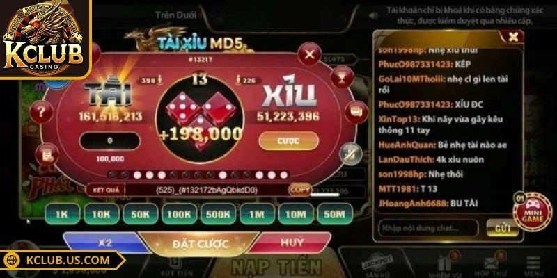 Tài xỉu md5 KCLUB có những loại cược nào